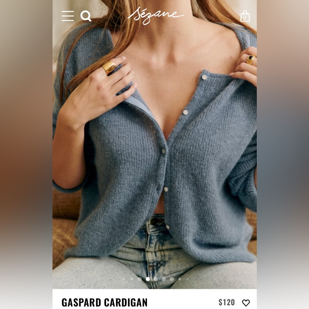 Sézane Gaspard Cardigan in Dusty Blue